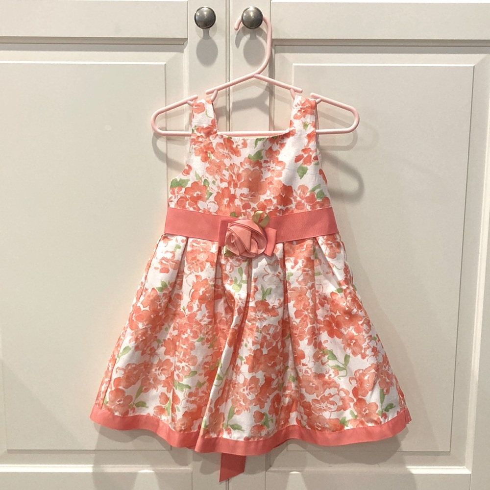 Jenny & Me Easter/Spring dress size 24 months peach color floral pattern